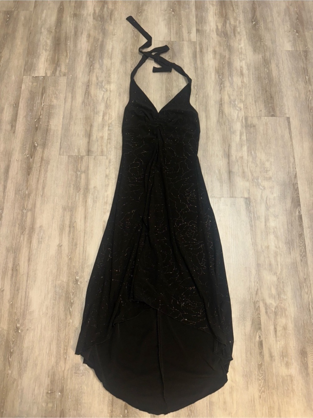 Mariposa Black Halter Midi Dress, size small